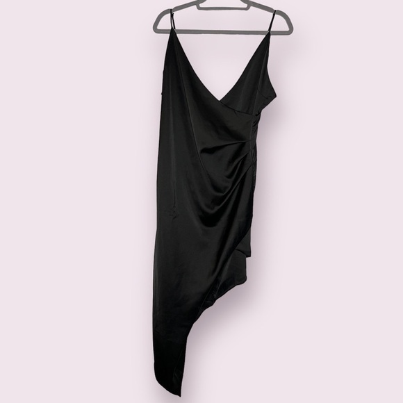 Cotton Candy LA Black Satin Asymmetrical Dress Large - Picture 1 of 9